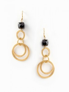 GOLD AND BLACK GARNET EARRINGS