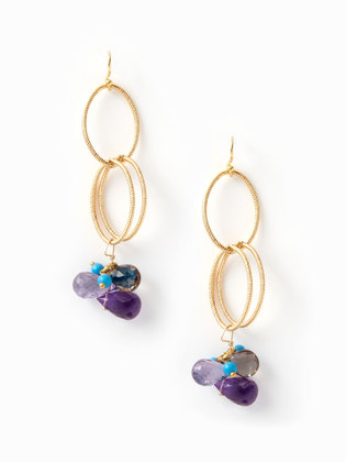 Multi Stone Oval Drop earrings