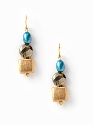 Pyrite and Pearl Earrings