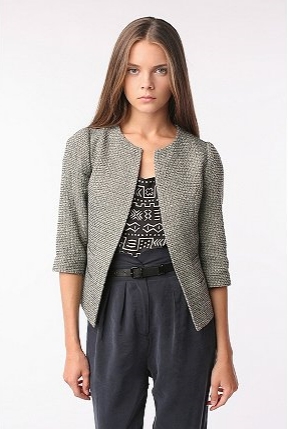 Silence & Noise Collarless Open Jacket