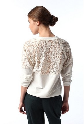 Sparkle & Fade Lace Inset Dolman Pullover