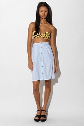 Lark & Wolff by Steven Alan Button-Front Chambray Skirt