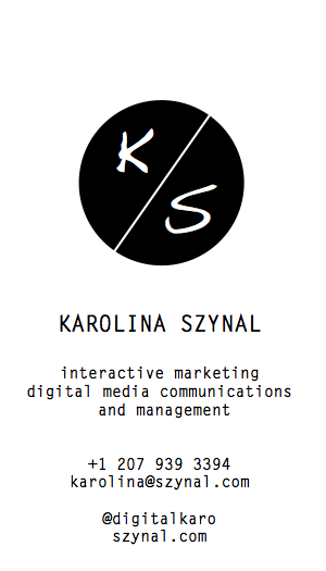 Karolina Szynal business card back